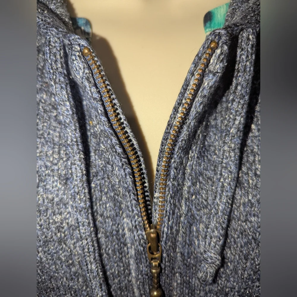 Columbia Blue Knit Cardigan with Zip‎ Front And Hood